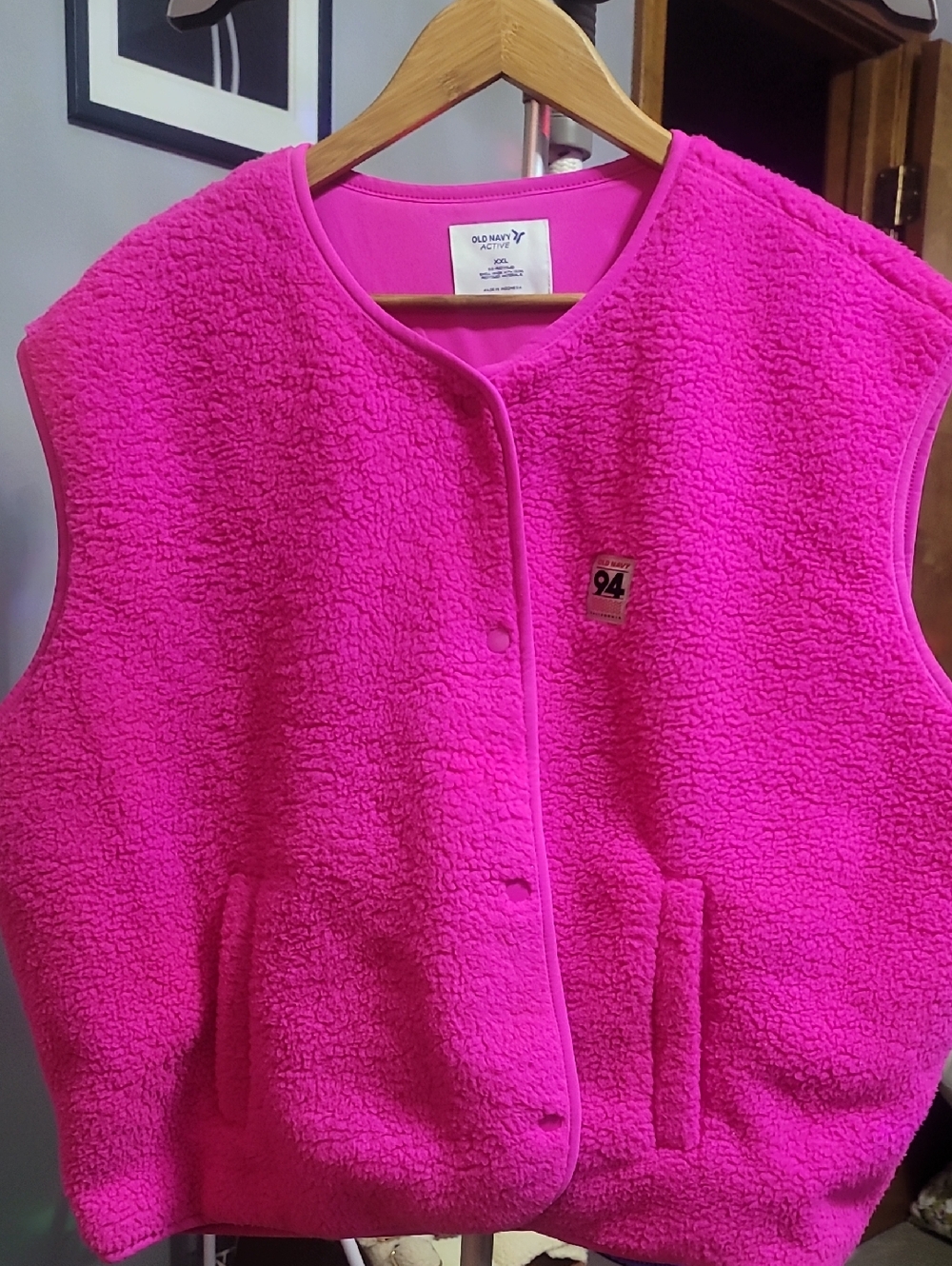 Old Navy Bright Hot Pink Sherpa Vest